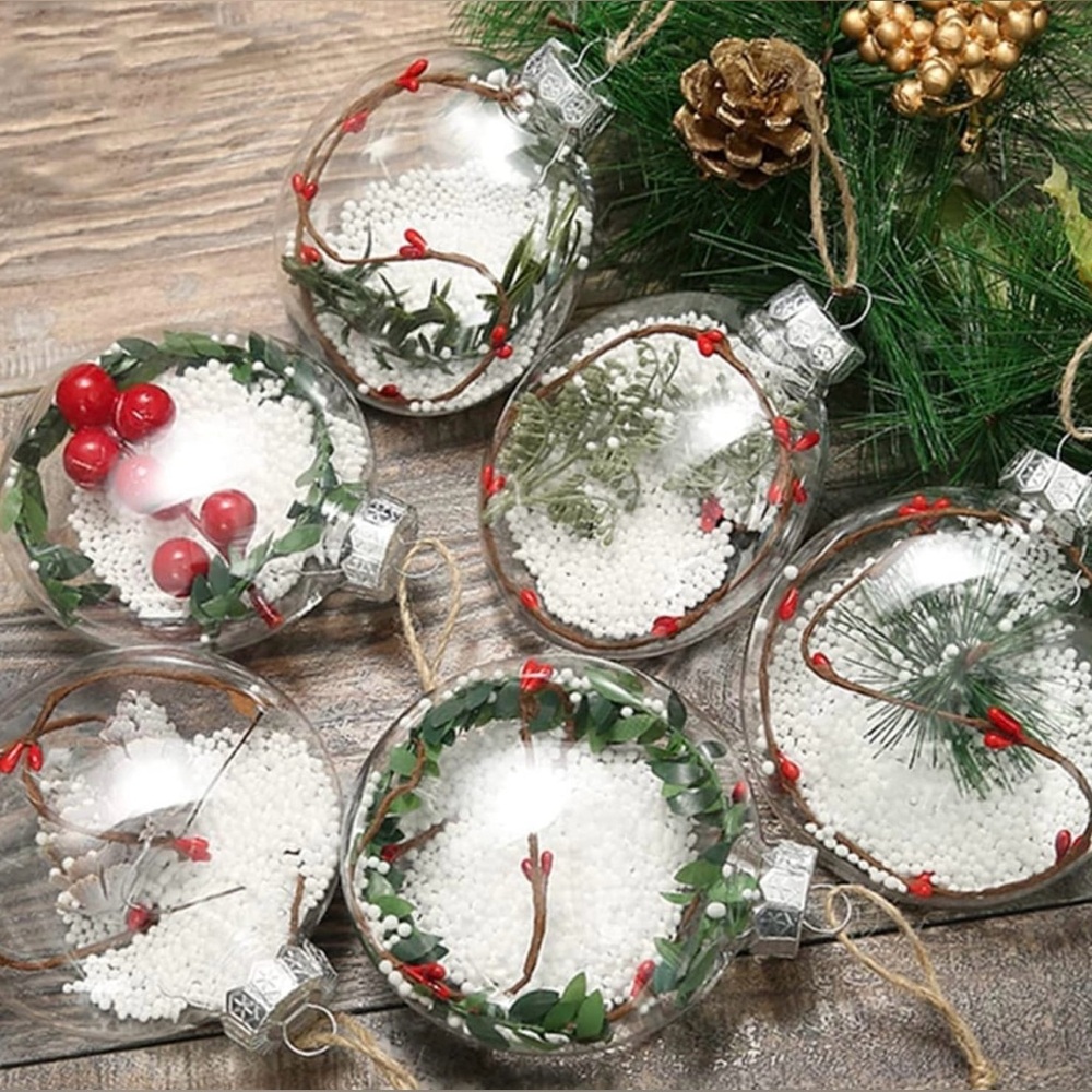 Clear Flat Ball Fillable Acrylic Ornaments for Crafts 8 pcs